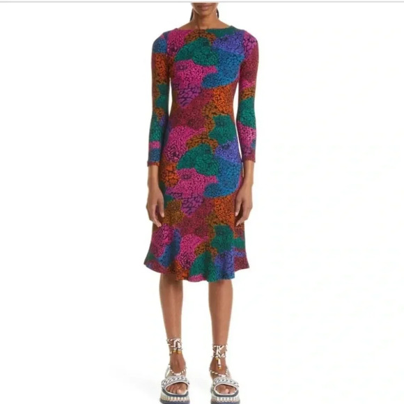 NWT!! FARM Rio - Rainbow Mix Jersey Dress - Size Large - Multicolor - Picture 1 of 8